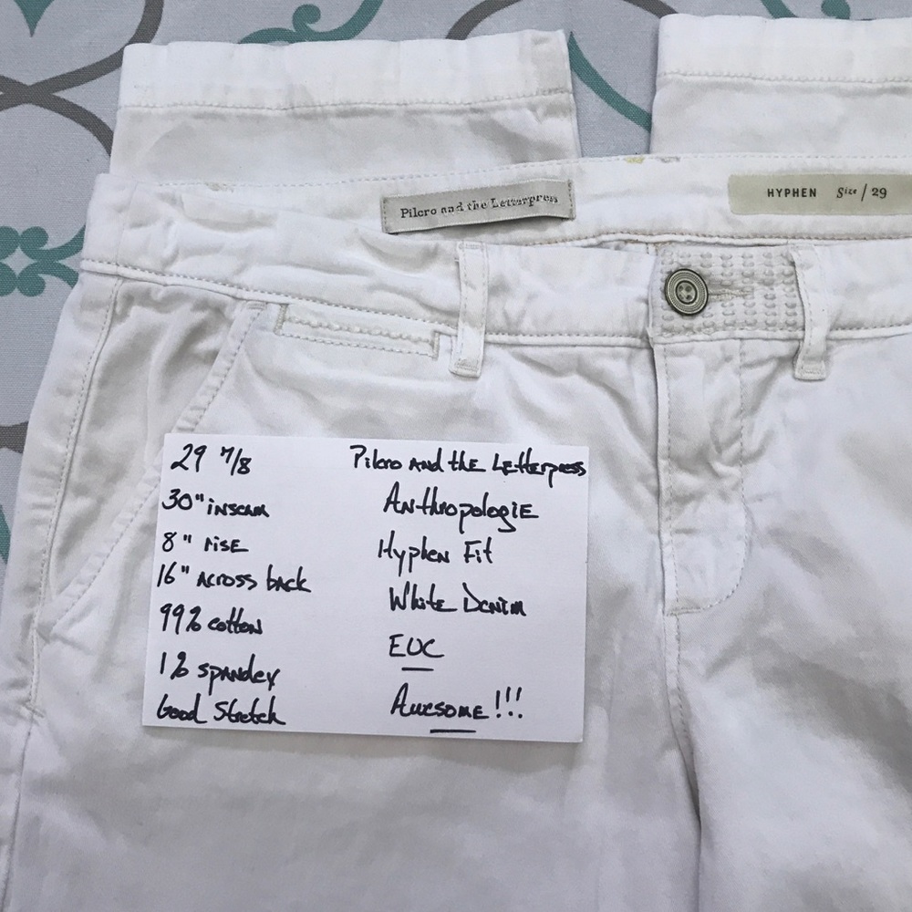 💙👖ANTHRO! PILCRO! WHITE!👖💙29 7/8 30” GORGEOUS! - Picture 7 of 8